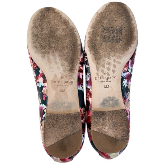 EUC Kate Spade Willa Leather Flats Floral Size 6 - Picture 8 of 8